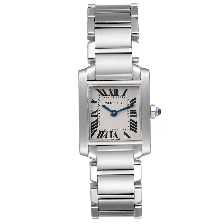 Cartier Tank Francaise Silver Dial Blue Hands Ladies Watch