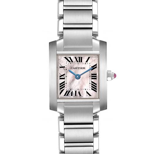 Photo of Cartier Tank Francaise Small Steel Mother of Pearl Watch W51028Q3 Box Papers