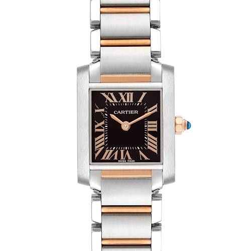 Photo of Cartier Tank Francaise Steel Rose Gold Black Dial Ladies Watch W5010001