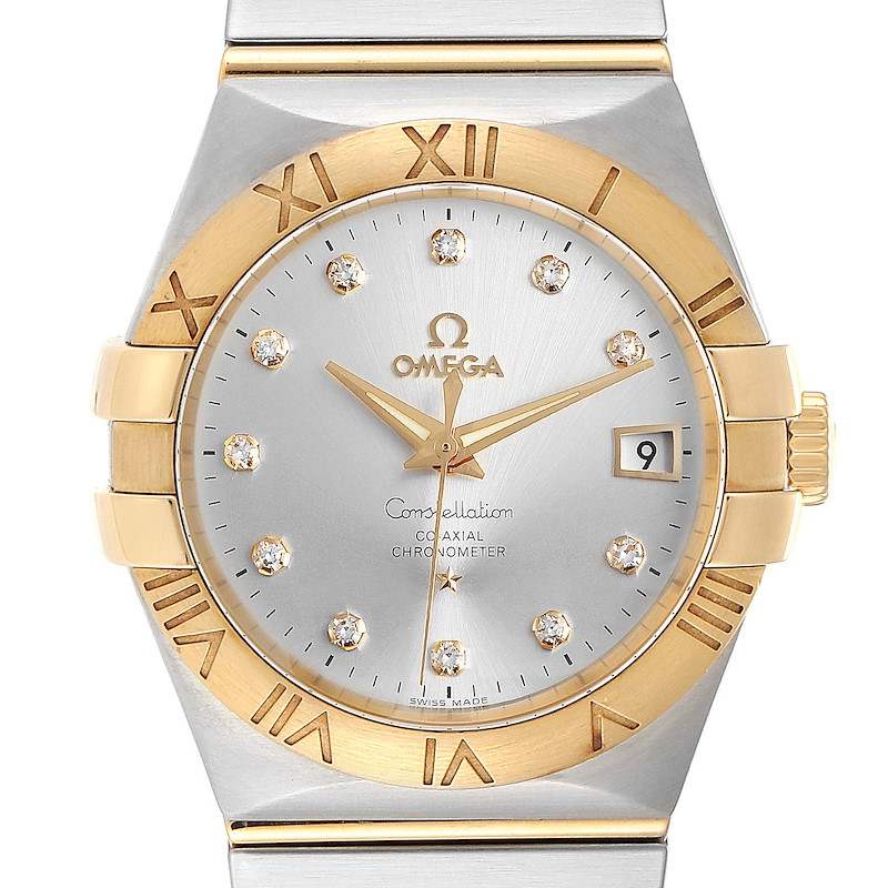 Omega Constellation Steel Yellow Gold Diamond Mens Watch 111.20.36.20.52.001 SwissWatchExpo