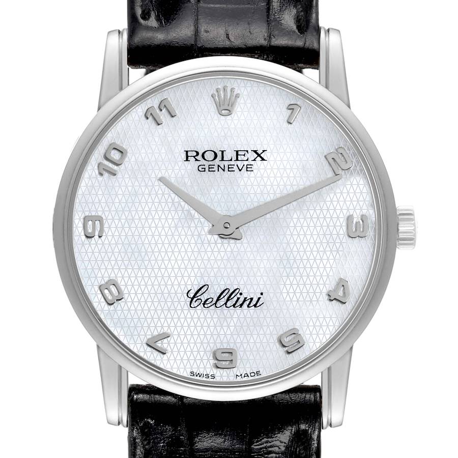 Rolex Cellini Classic Mother of Pearl Dial White Gold Mens Watch 5116 Box Card SwissWatchExpo