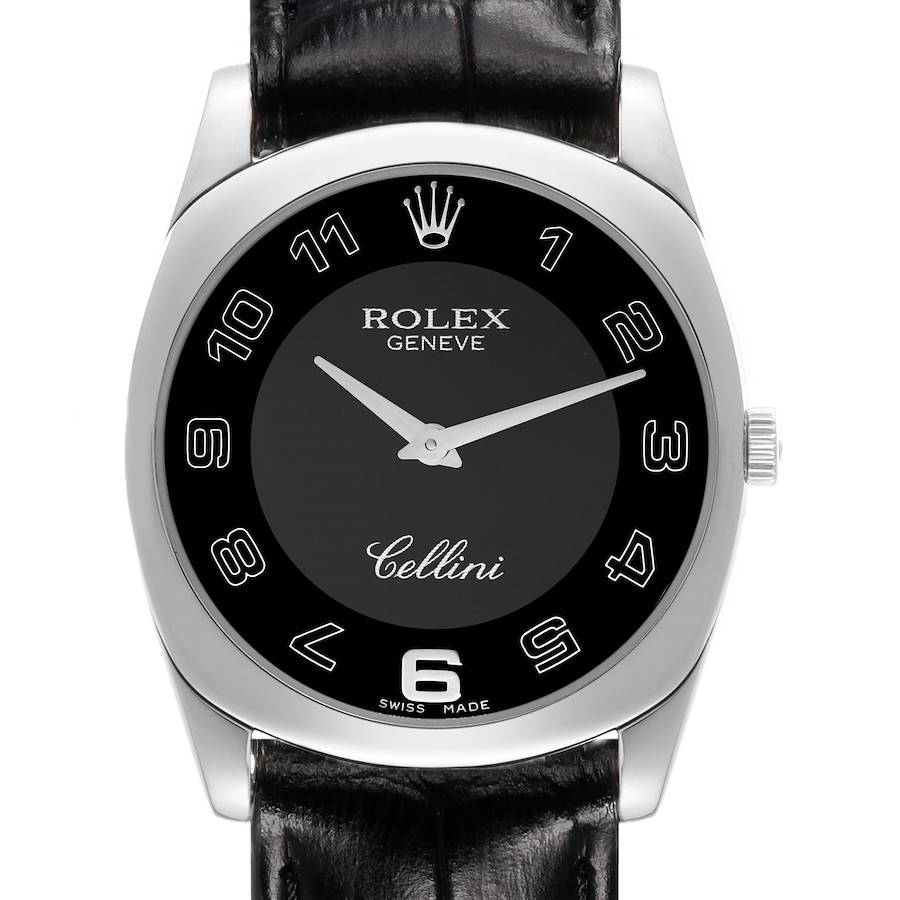 Rolex Cellini Danaos White Gold Black Dial Mens Watch 4233 SwissWatchExpo