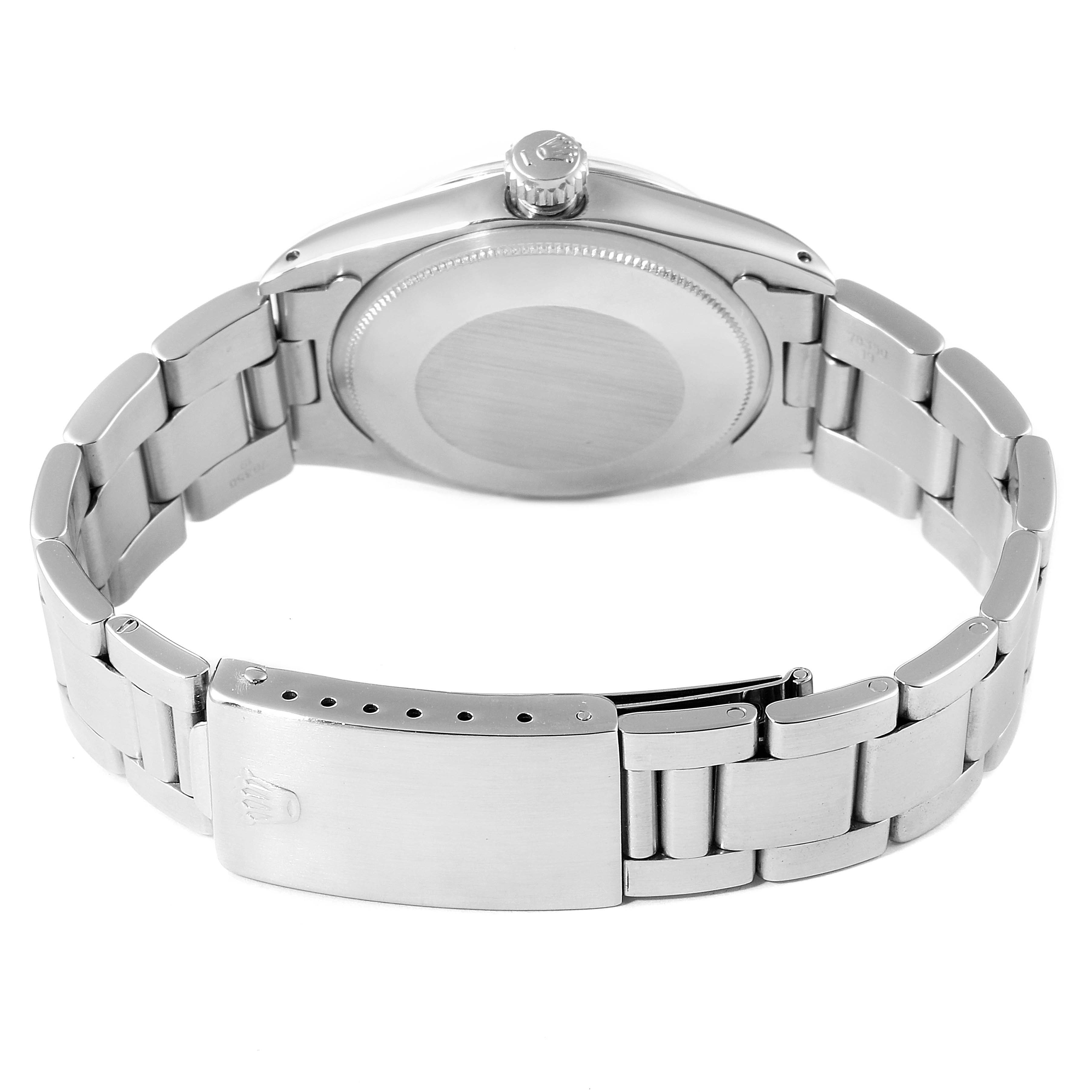 The image shows the back and clasp of a Rolex Vintage Collection 1500 Men's Stainless Steel Black Dial 1500 Men's Stainless Steel Black Dial watch, viewed from the rear.