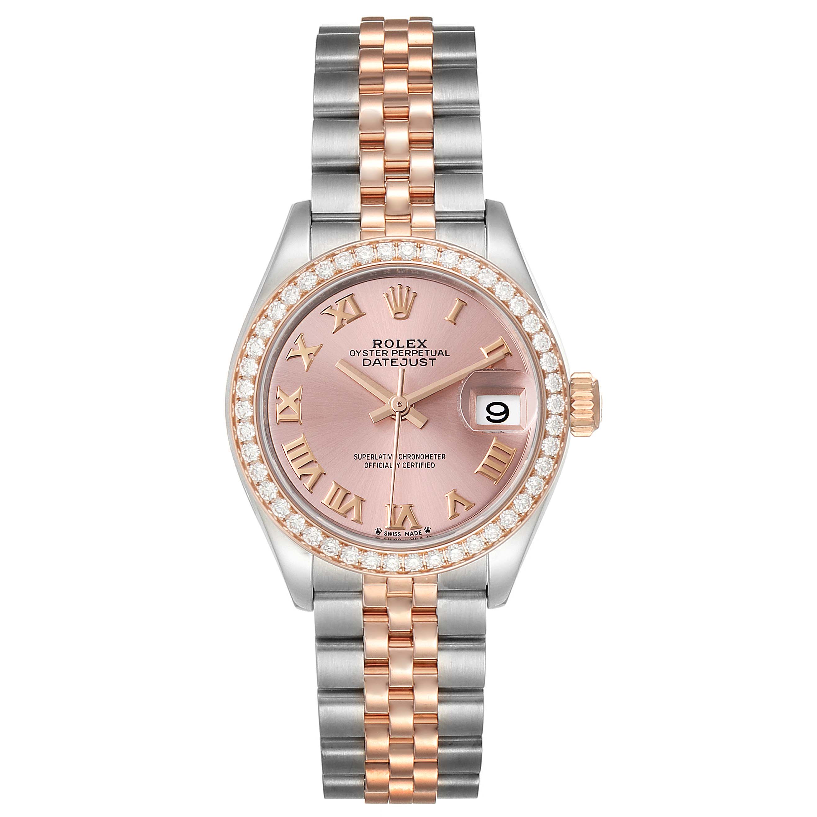 Rolex Datejust 28 Steel Rolesor Everose Gold Diamond Ladies Watch ...