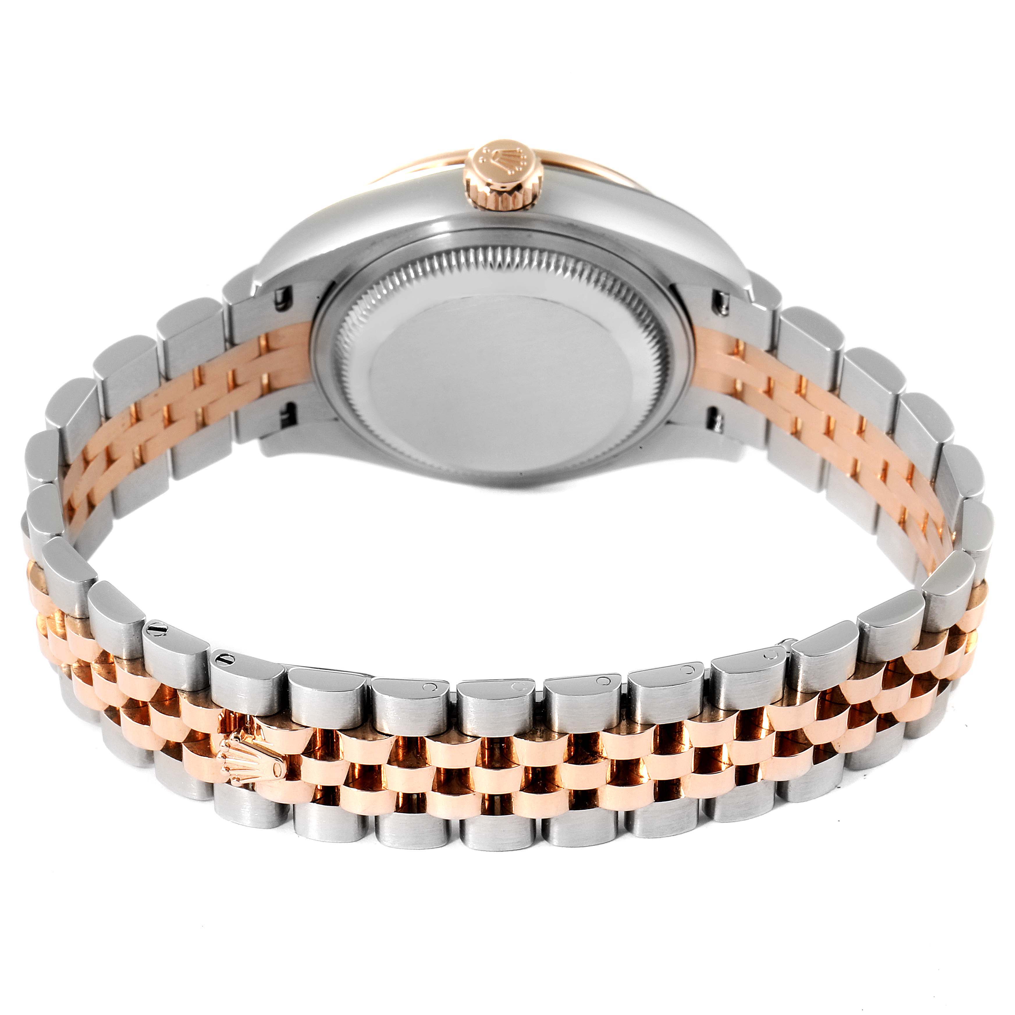 The image shows the back case and bracelet of a Rolex Datejust 279381 Women's Steel and Gold (two tone) Pink Dial 279381 Women's Steel and Gold (two tone) Pink Dial watch.