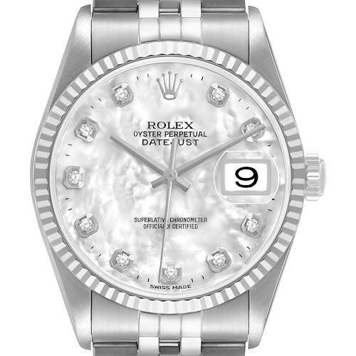Photo of Rolex Datejust 36 Steel White Gold Diamond Mother of Pearl Dial Watch 116234