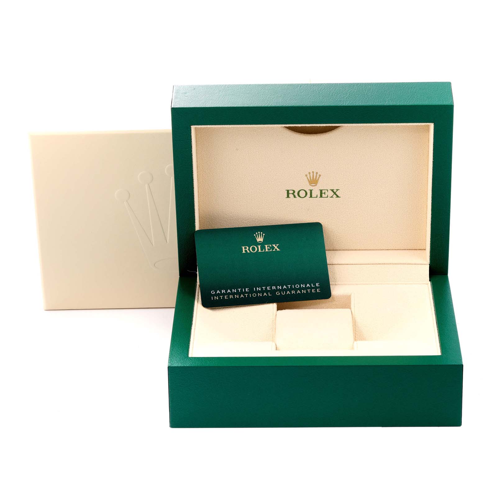The image shows the open box, warranty card, and packaging for a Rolex Datejust 41 126300 Men
s Stainless Steel Black Dial 126300 Men
s Stainless Steel Black Dial watch.