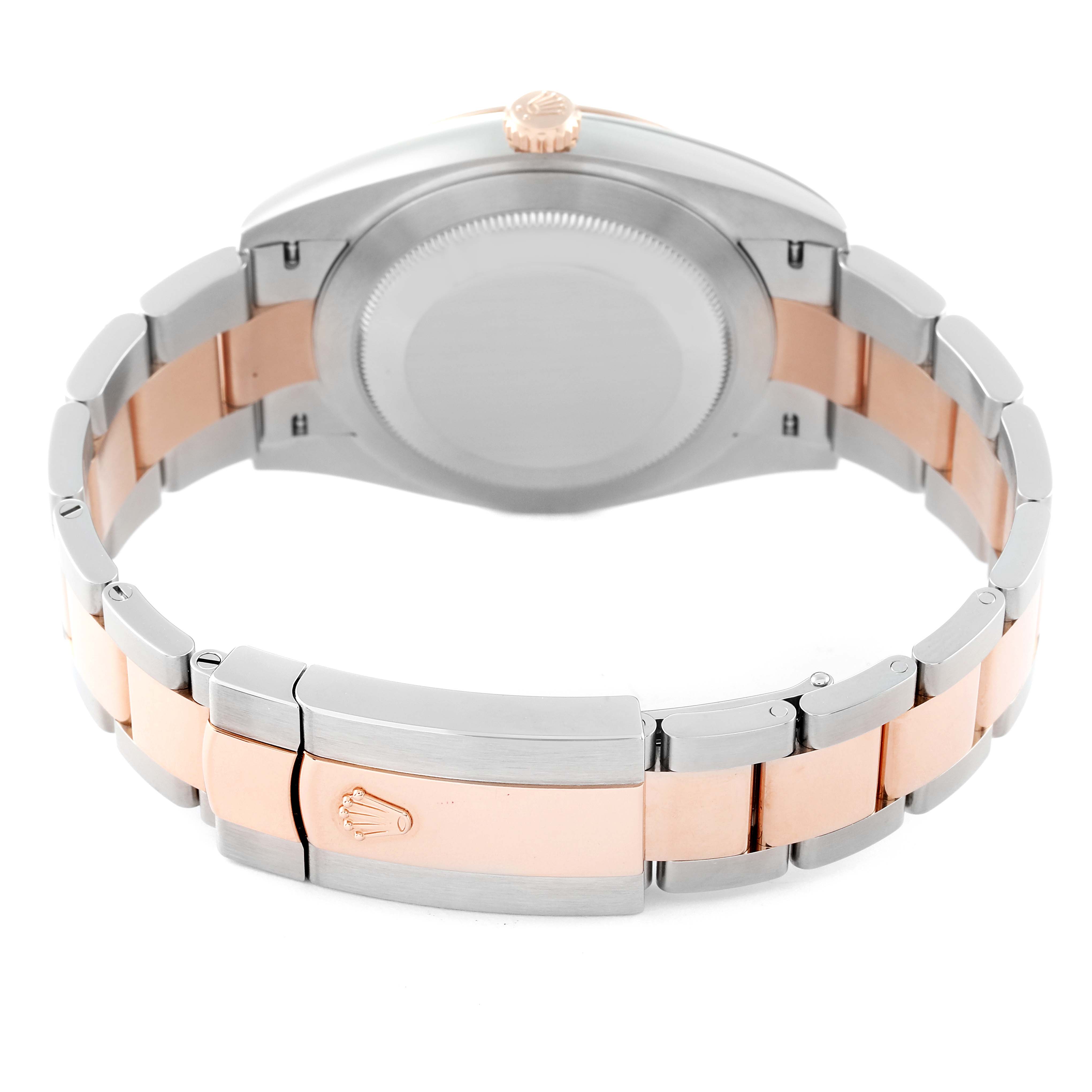 The image shows the back and bracelet of a Rolex Datejust 41 126301 Men's Steel and Gold (two tone) Brown Dial 126301 Men's Steel and Gold (two tone) Brown Dial watch with a two-tone metal finish.