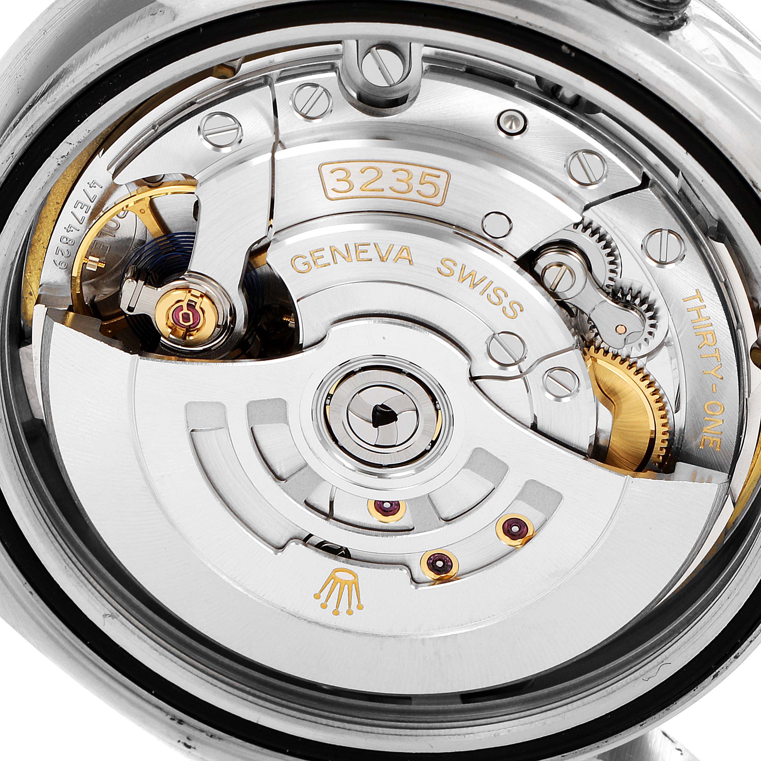 This image shows the internal mechanism, specifically the movement, of a Rolex Datejust 41 126334 Men
s Stainless Steel White Dial 126334 Men
s Stainless Steel White Dial model watch from a back angle.