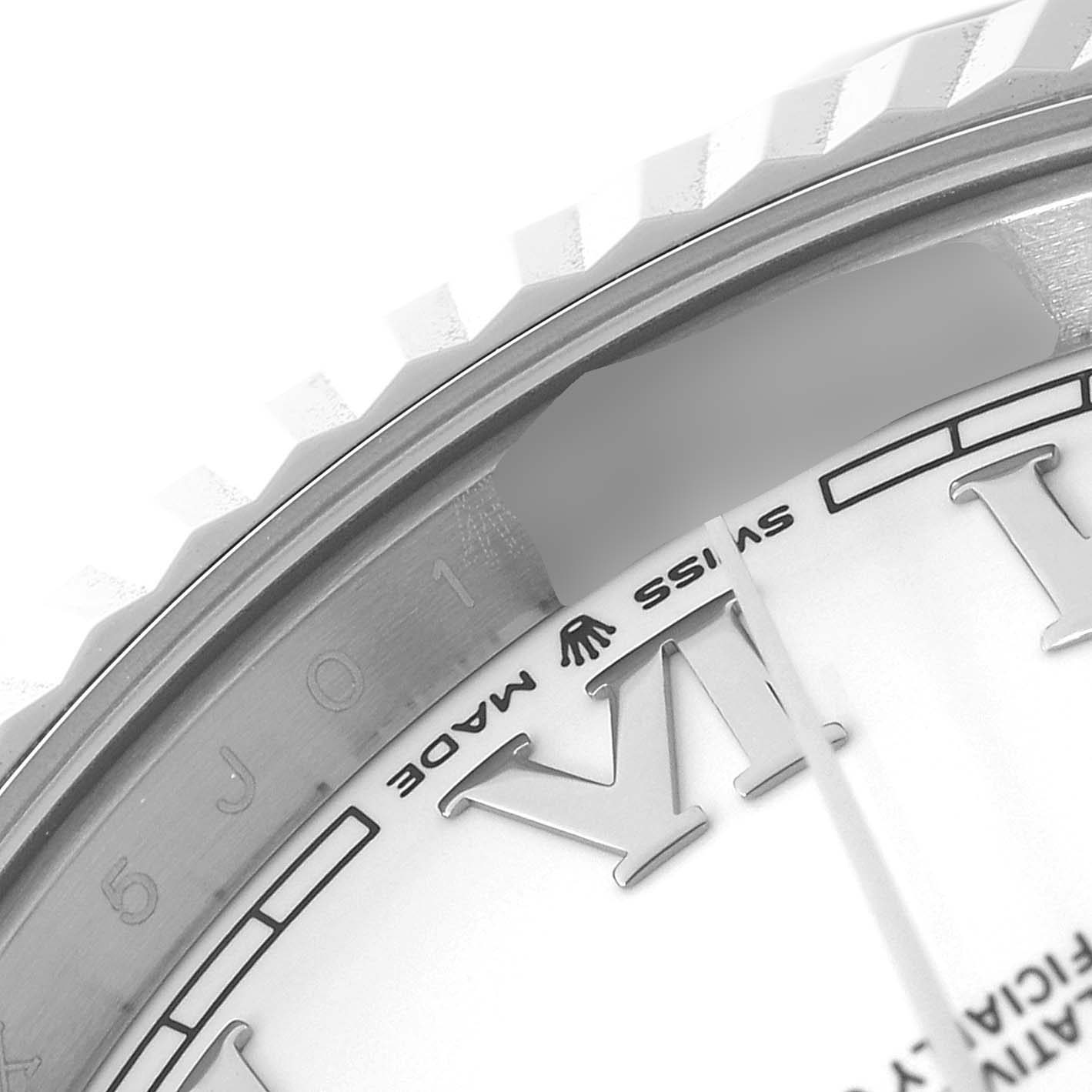 The image shows a close-up of the dial, bezel, and Roman numeral markers of the Rolex Datejust 41 126334 Men's Stainless Steel White Dial 126334 Men's Stainless Steel White Dial model.