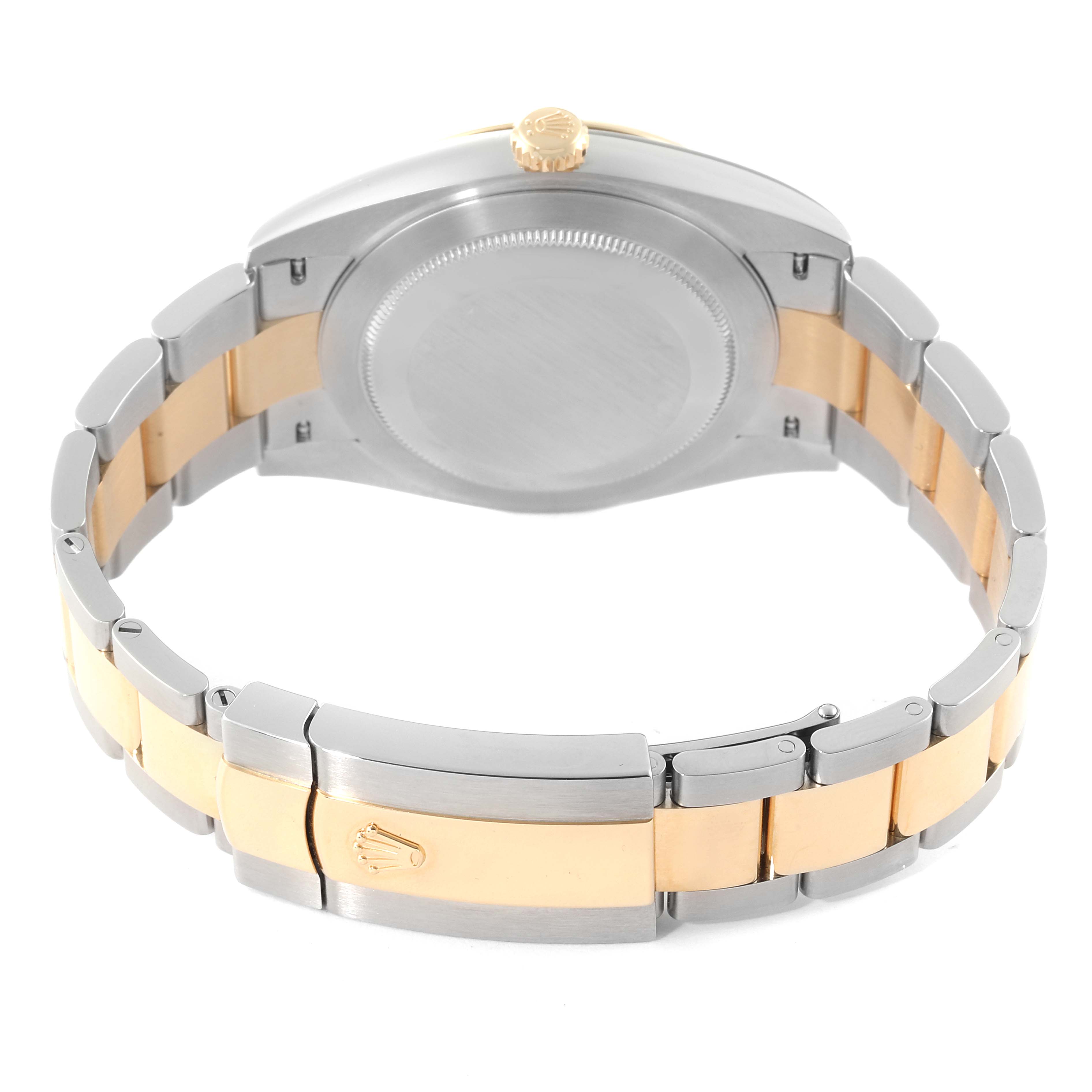 The image shows the back and bracelet of a Rolex Datejust 41 126333 Men
s Steel and Gold (two tone) Black Dial 126333 Men
s Steel and Gold (two tone) Black Dial model watch, highlighting the two-tone design and clasp.