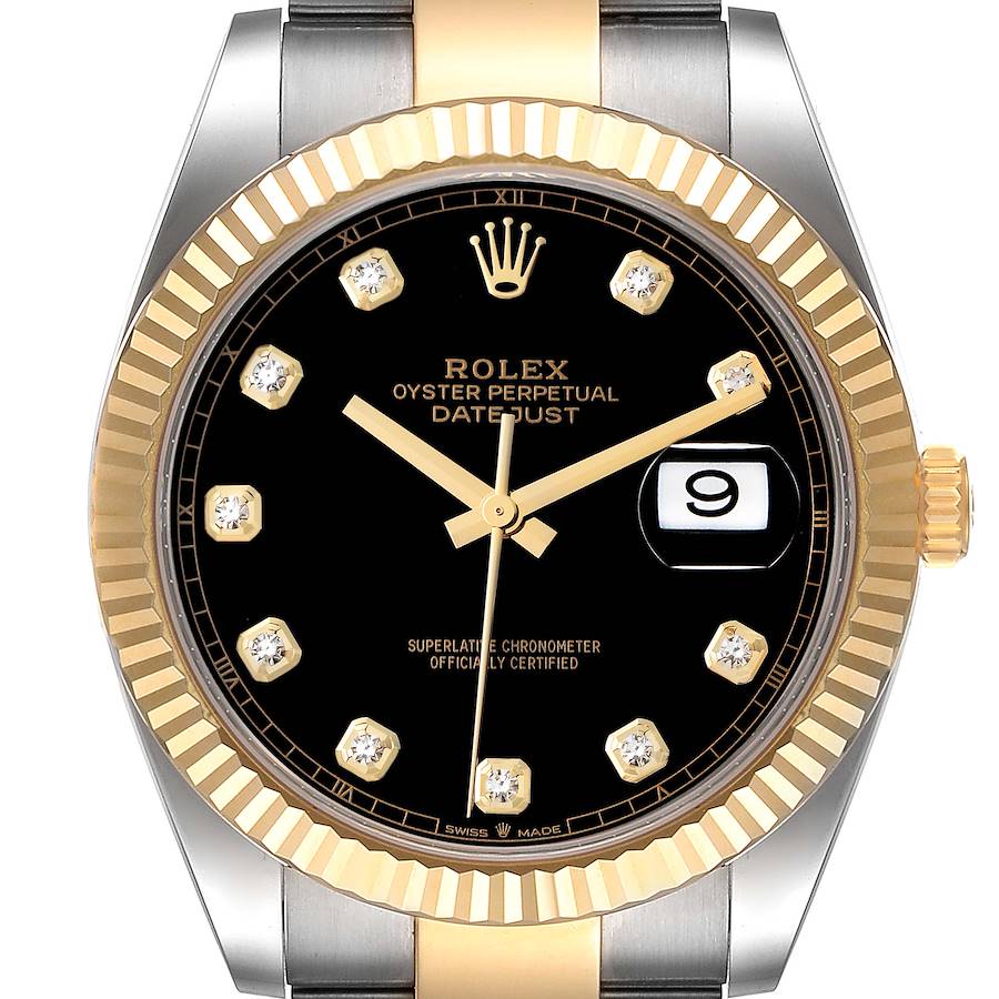Rolex Datejust 41 Steel Yellow Gold Black Diamond Dial Watch 126333 Unworn SwissWatchExpo
