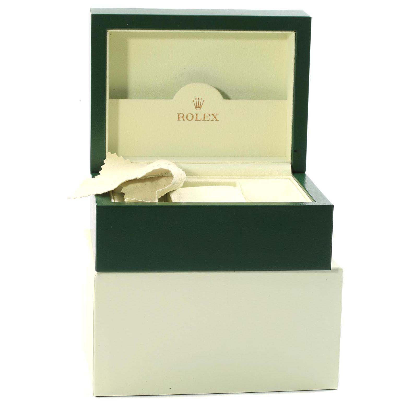 The image shows an open Rolex Datejust 179160 Women's Stainless Steel Pink Dial 179160 Women's Stainless Steel Pink Dial watch box with a cloth inside, viewed from the front.