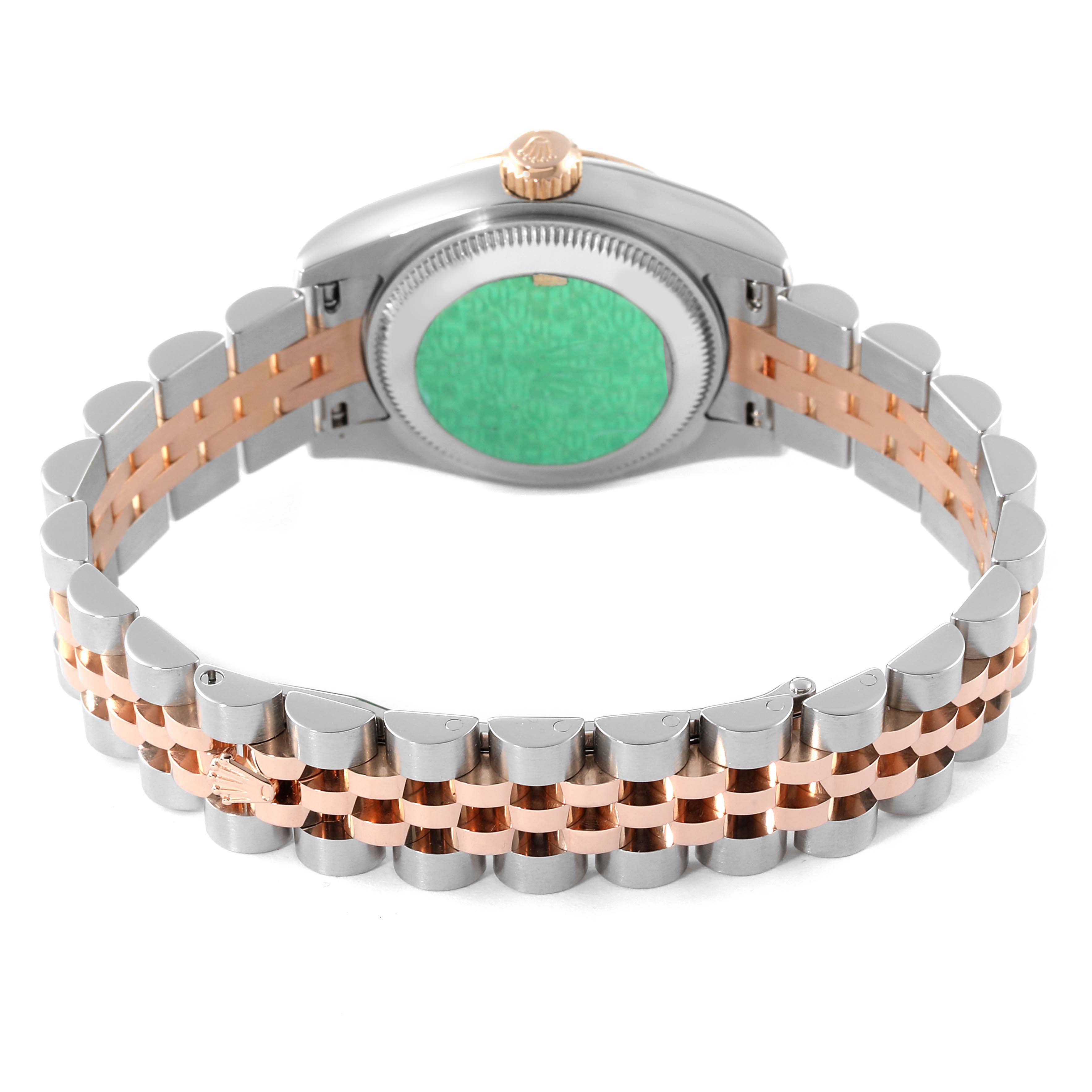 The image shows the case back and two-tone Jubilee bracelet of a Rolex Datejust 179171 Women's Steel and Gold (two tone) Blue Dial 179171 Women's Steel and Gold (two tone) Blue Dial watch from the rear angle.