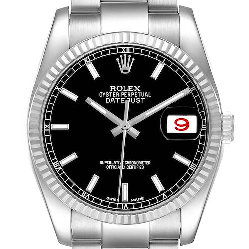 Photo of Rolex Datejust Steel White Gold Black Dial Mens Watch 116234