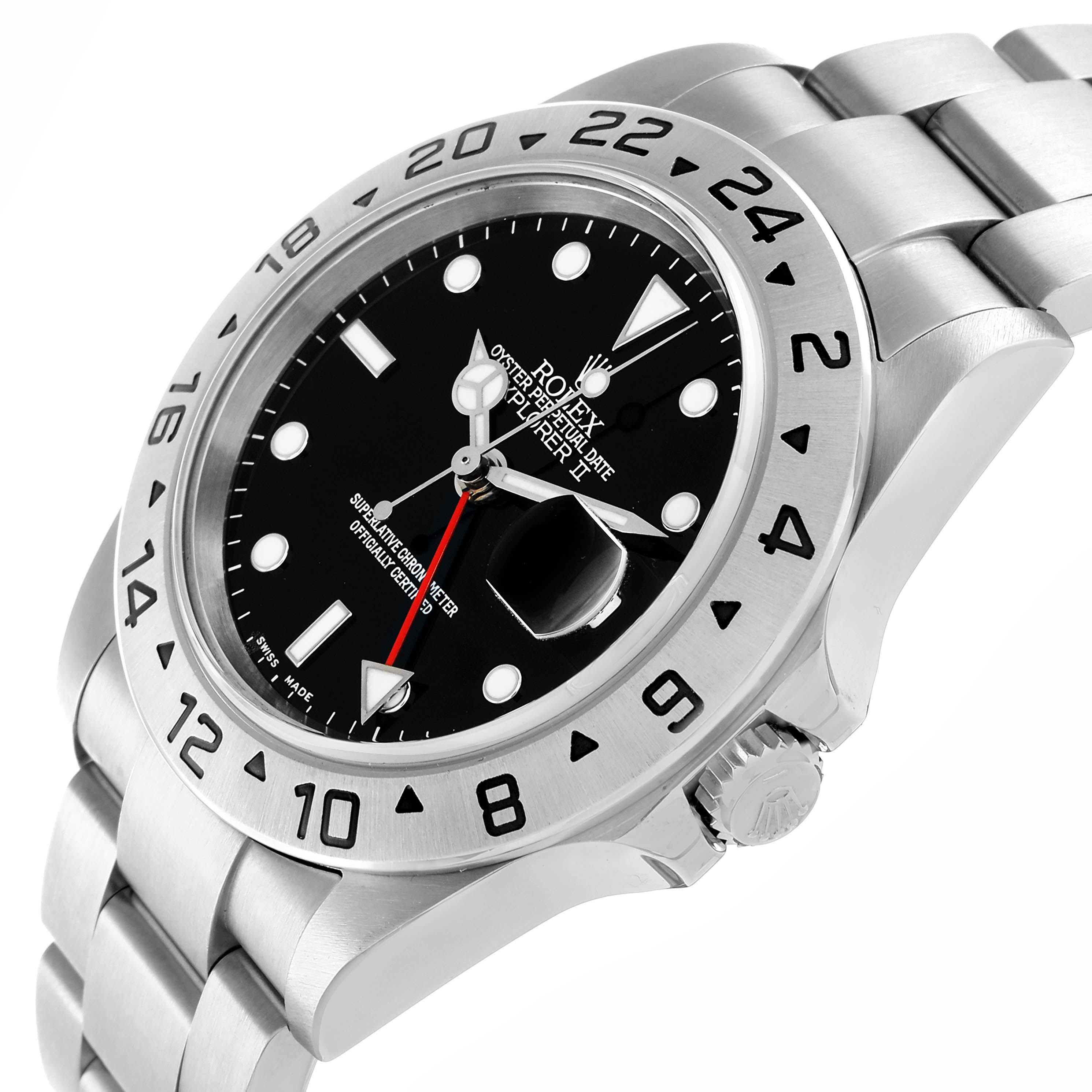 The Rolex Explorer 16570 Men
s Stainless Steel Black Dial watch model is shown at an angled side view, highlighting the bezel, crown, and part of the bracelet.
