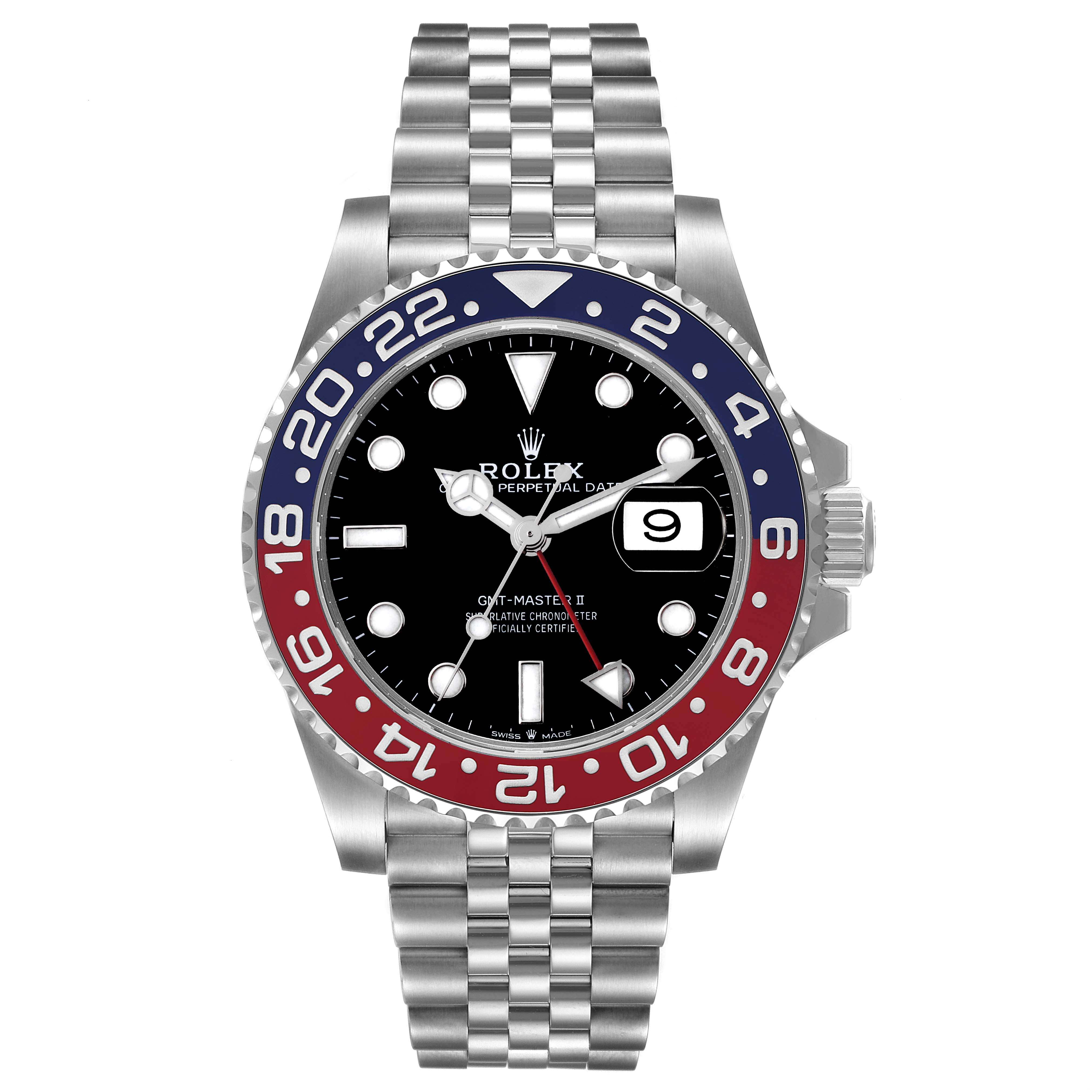 Rolex GMT Master II Pepsi Bezel Jubilee Steel Mens Watch 126710 Unworn ...