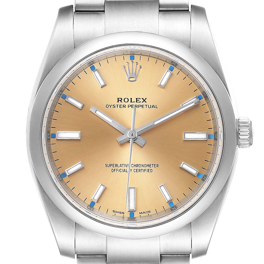 Rolex Oyster Perpetual 34mm White Grape Dial Steel Mens Watch 114200 Unworn SwissWatchExpo