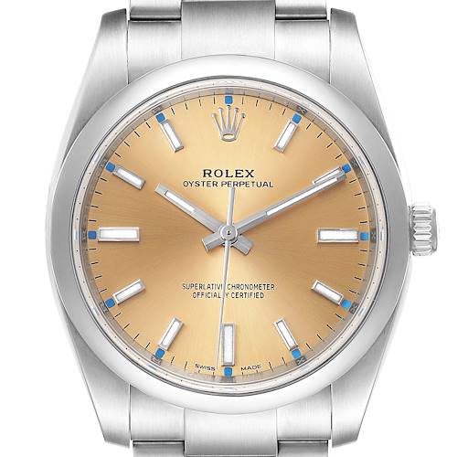 Photo of Rolex Oyster Perpetual 34mm White Grape Dial Steel Mens Watch 114200 Unworn