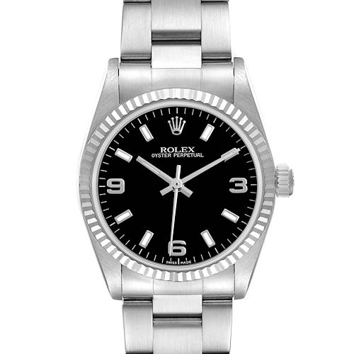 Photo of Rolex Oyster Perpetual Midsize Steel Black Dial Ladies Watch 77014