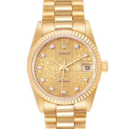 Photo of Rolex President Datejust 31 Midsize 18K Gold Diamond Watch 68278