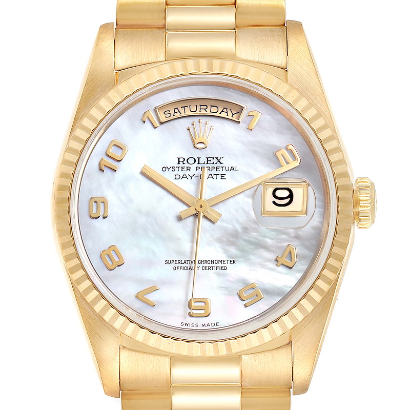 Rolex President Day-Date 36 MOP Dial Yellow Gold Mens Watch 18238 SwissWatchExpo