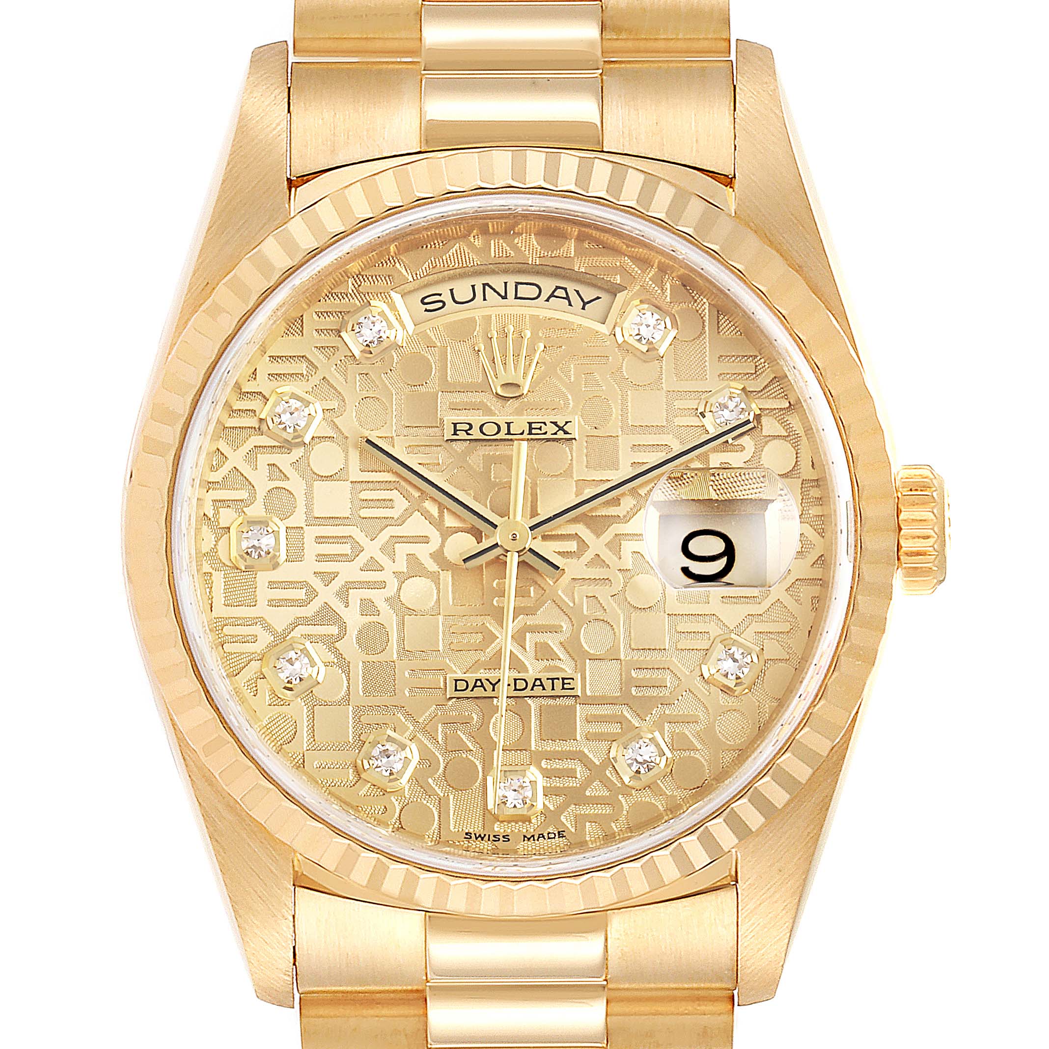 rolex president 18k white gold diamond mens watch