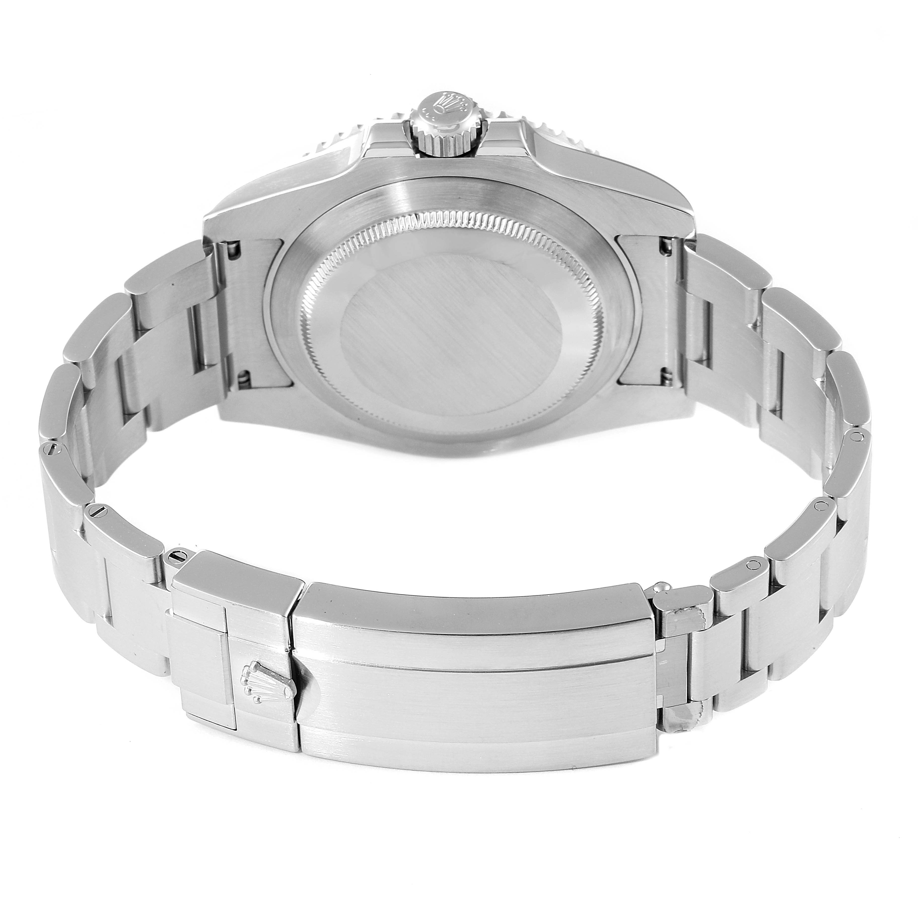 The image shows the back and bracelet of the Rolex Submariner 114060 Men
s Stainless Steel Black Dial 114060 Men
s Stainless Steel Black Dial watch from a rear angle.