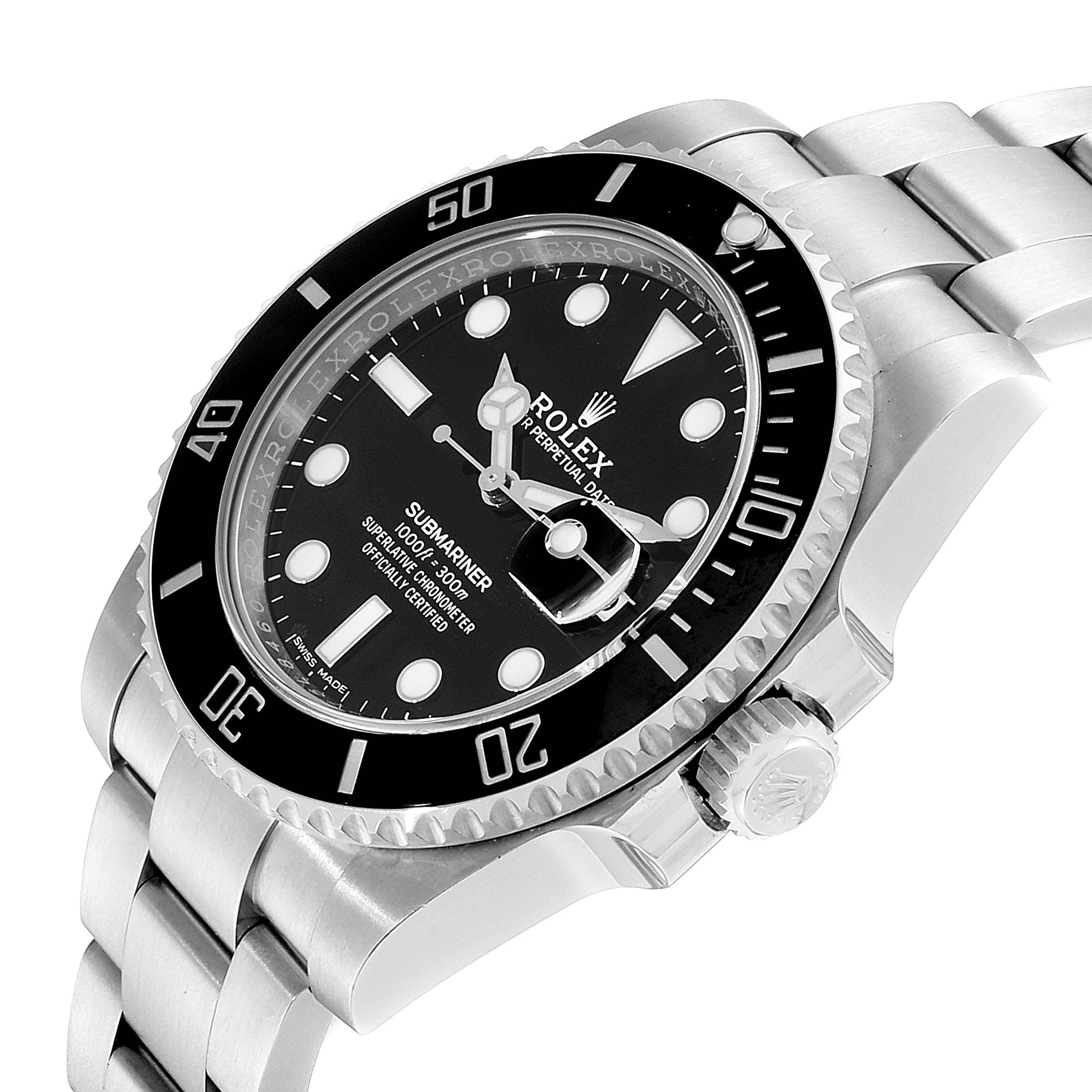 This image shows a Rolex Submariner 116610 Men's Stainless Steel Black Dial 116610 Men's Stainless Steel Black Dial watch at a slight angle, highlighting the dial, bezel, and bracelet.
