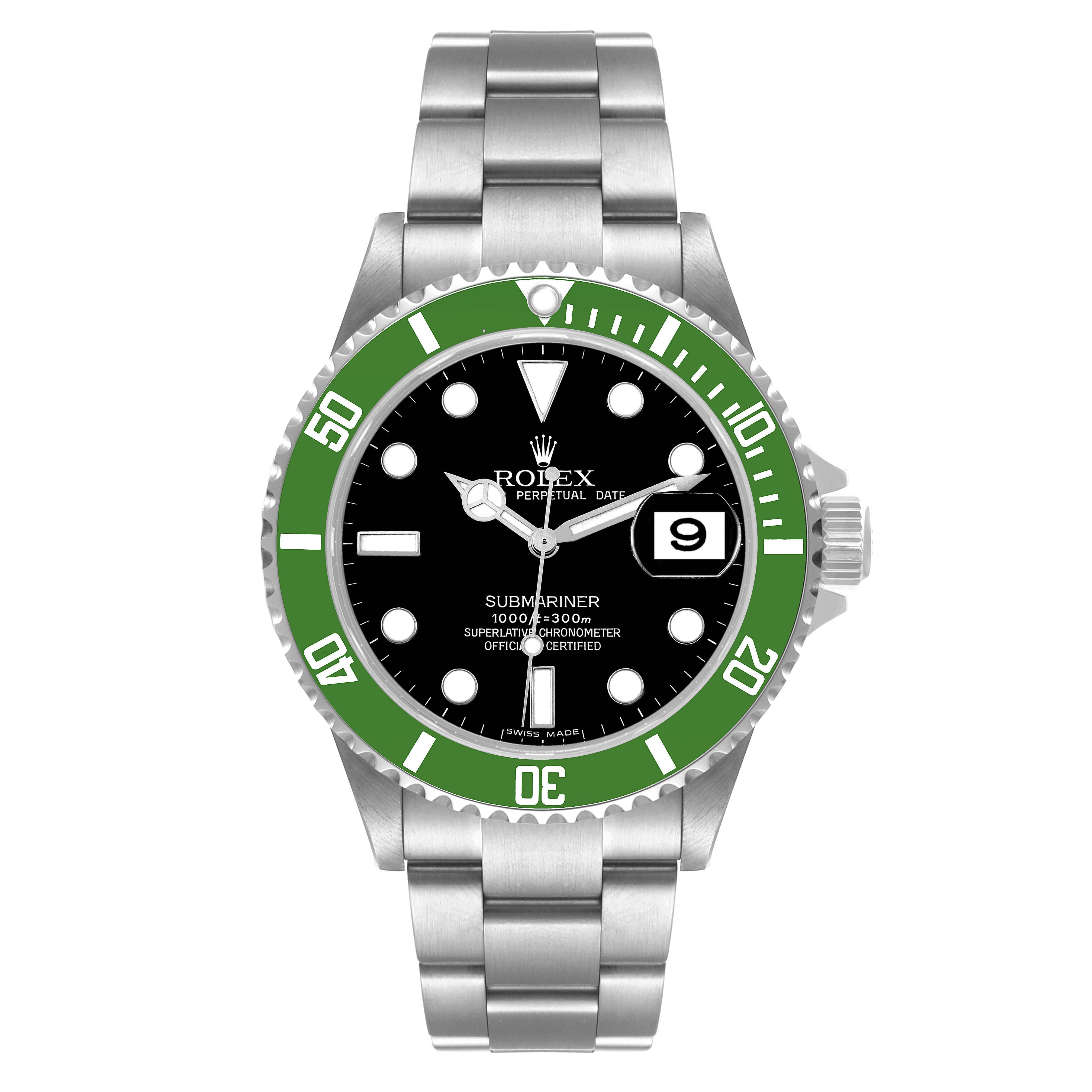 Rolex Submariner Green 50th Anniversary Steel Mens Watch 16610LV