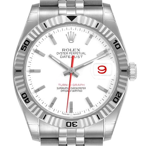 Photo of Rolex Turnograph Steel White Gold White Dial Mens Watch 116264 NOS Unworn