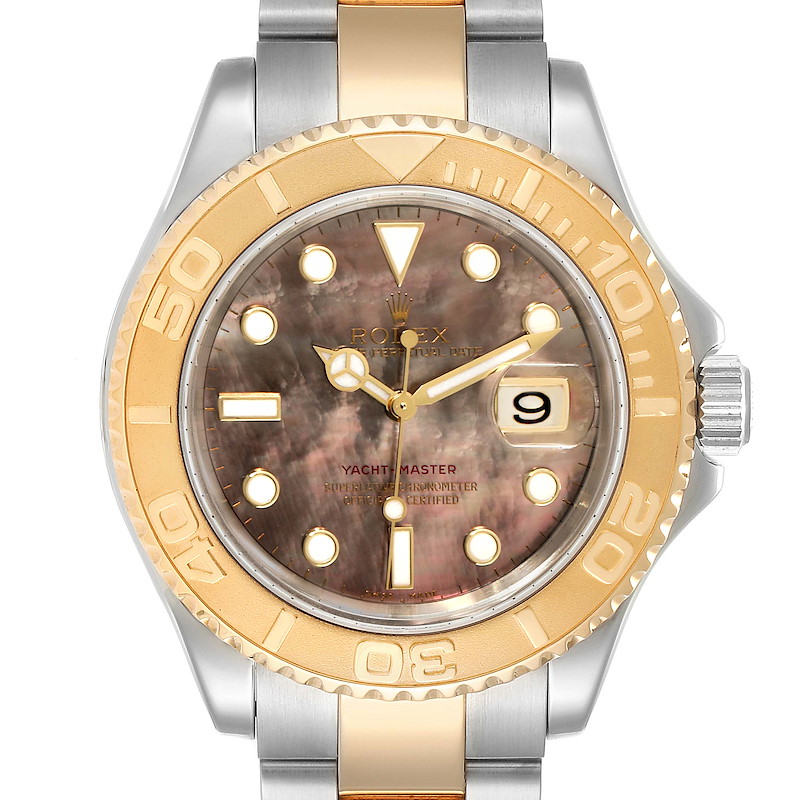 Rolex Yachtmaster 40 Steel Yellow Gold MOP Mens Watch 16623 Box Papers SwissWatchExpo