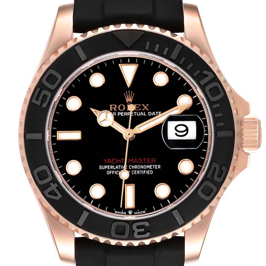 Rolex Yachtmaster 40mm Everose Gold Rubber Strap Mens Watch 126655 Box Papers SwissWatchExpo