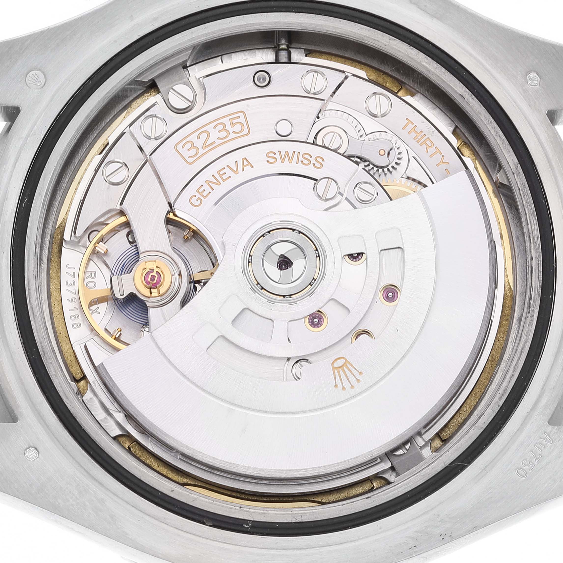This image shows the movement mechanism of a Rolex Yacht-Master 226659 Men
s Stainless Steel Black Dial 226659 Men
s Stainless Steel Black Dial watch, viewed from the back case opened.