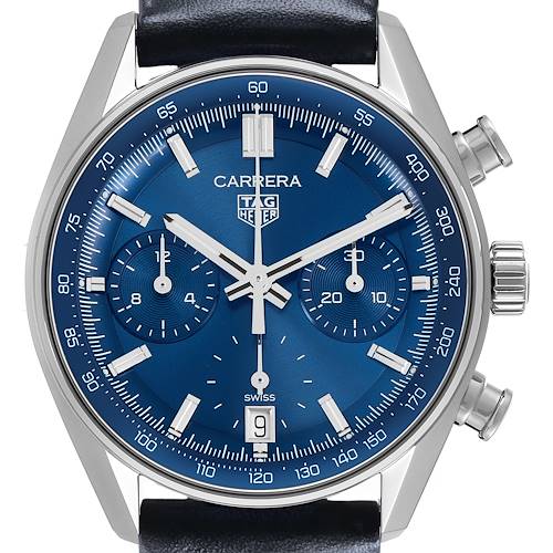 Photo of Tag Heuer Carrera Chronograph Blue Dial Steel Mens Watch CBS2212 Box Card