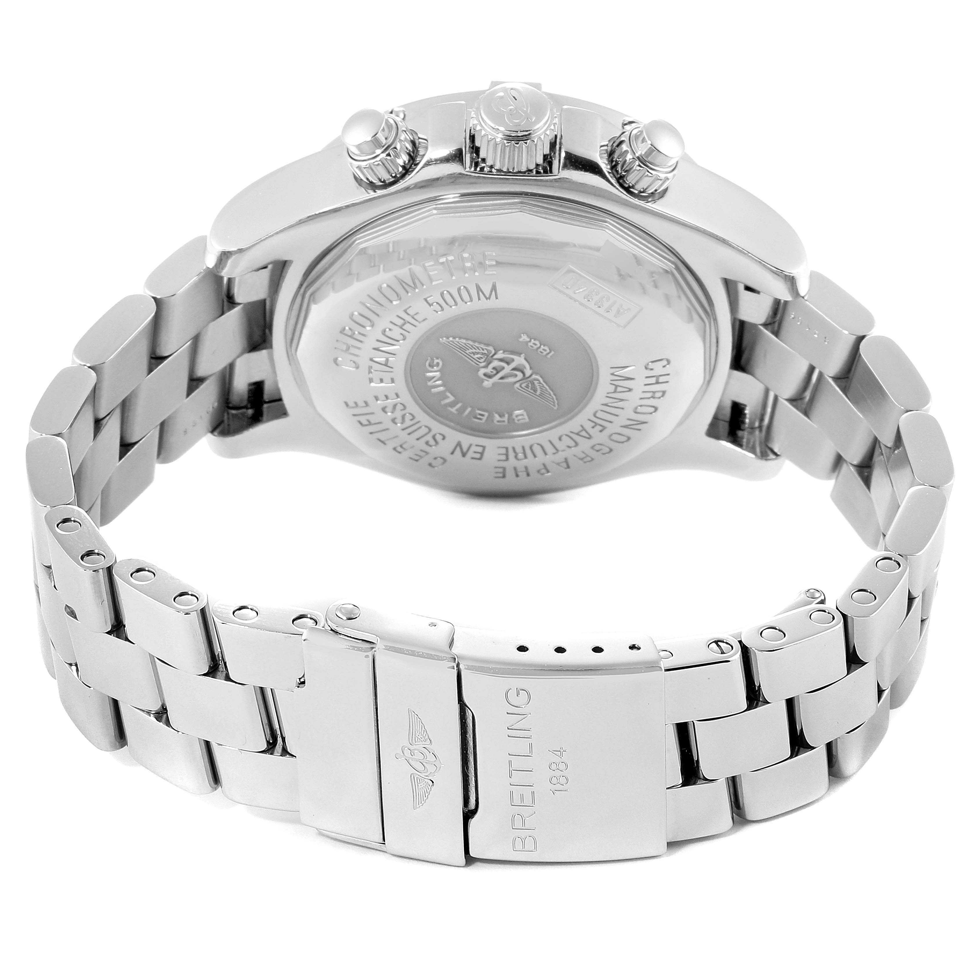 The image shows the back and bracelet clasp of a Breitling Superocean A13340 Men's Stainless Steel Beige Dial A13340 Men's Stainless Steel Beige Dial watch.