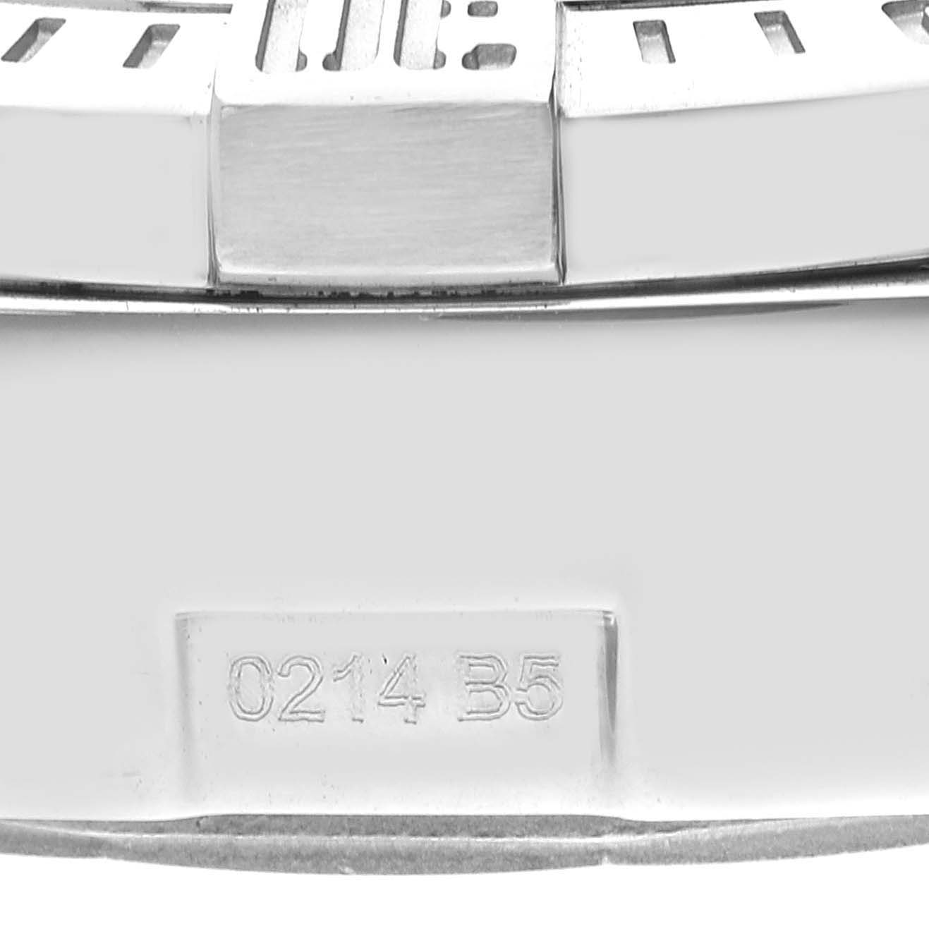 This image shows a close-up of the side of the bezel and part of the case back on the Breitling Avenger A13381 Men's Stainless Steel Grey Dial A13381 Men's Stainless Steel Grey Dial watch.