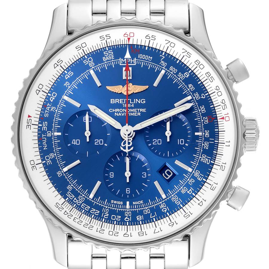 Breitling Navitimer 01 46mm Aurora Blue Dial Mens Watch AB0127 Box Card SwissWatchExpo