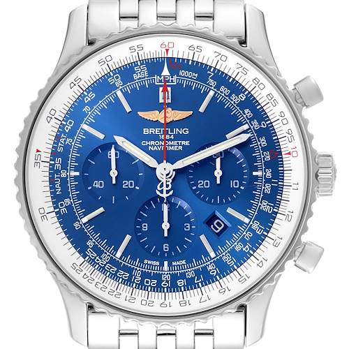 Photo of Breitling Navitimer 01 46mm Aurora Blue Dial Mens Watch AB0127 Box Card