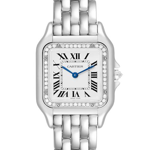 Photo of Cartier Panthere Medium Steel White Gold Diamond Ladies Watch WJPN0007 Box Card