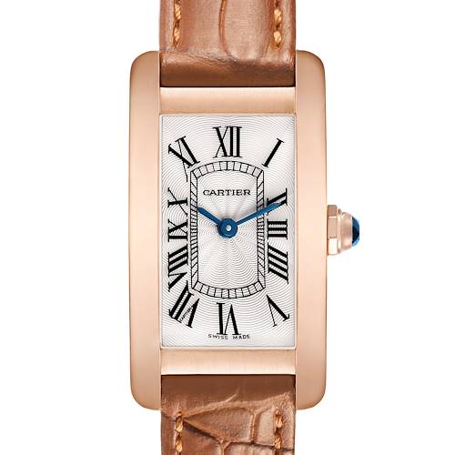 Photo of Cartier Tank Americaine Rose Gold Silver Dial Ladies Watch W2607456 Box Card