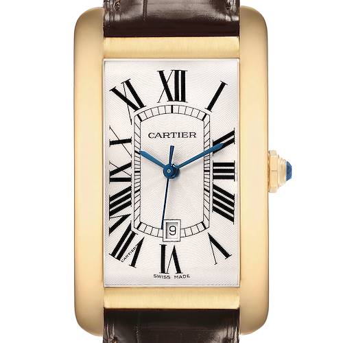Photo of Cartier Tank Americaine Yellow Gold Silver Dial Mens Watch W2603156