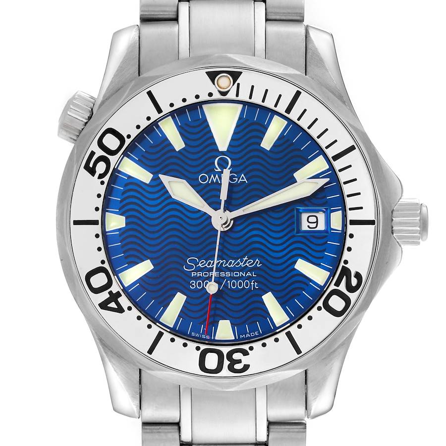 Omega Seamaster Midsize 36 Electric Blue Dial Steel Mens Watch 2263.80.00 SwissWatchExpo