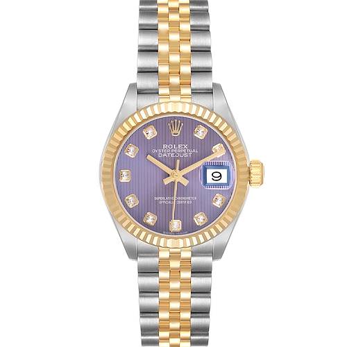 Photo of Rolex Datejust 28 Steel Yellow Gold Lilac Diamond Dial Ladies Watch 279173