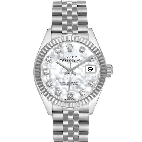 Photo of Rolex Datejust Steel White Gold Mother of Pearl Diamond Dial Ladies Watch 279174