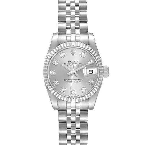 Photo of Rolex Datejust Steel White Gold Silver Diamond Dial Ladies Watch 179174