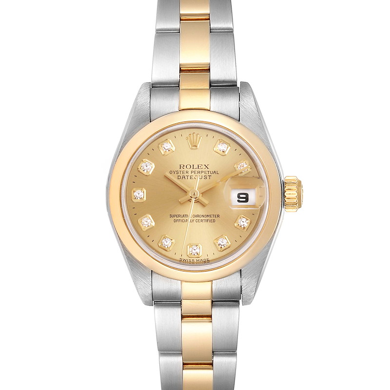 Rolex Datejust Steel Yellow Gold Diamond Dial Ladies Watch 79163 SwissWatchExpo