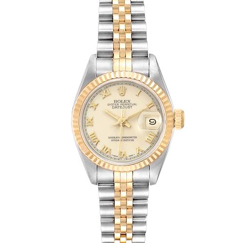 Photo of Rolex Datejust Steel Yellow Gold Ivory Roman Dial Ladies Watch 69173