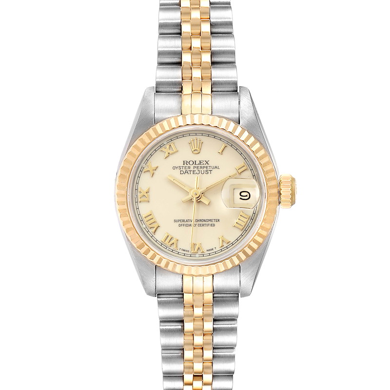 Rolex Datejust Steel Yellow Gold Ivory Roman Dial Ladies Watch 69173 SwissWatchExpo