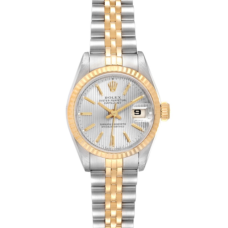 Rolex Datejust Steel Yellow Gold Tapestry Dial Ladies Watch 69173 Box Papers SwissWatchExpo